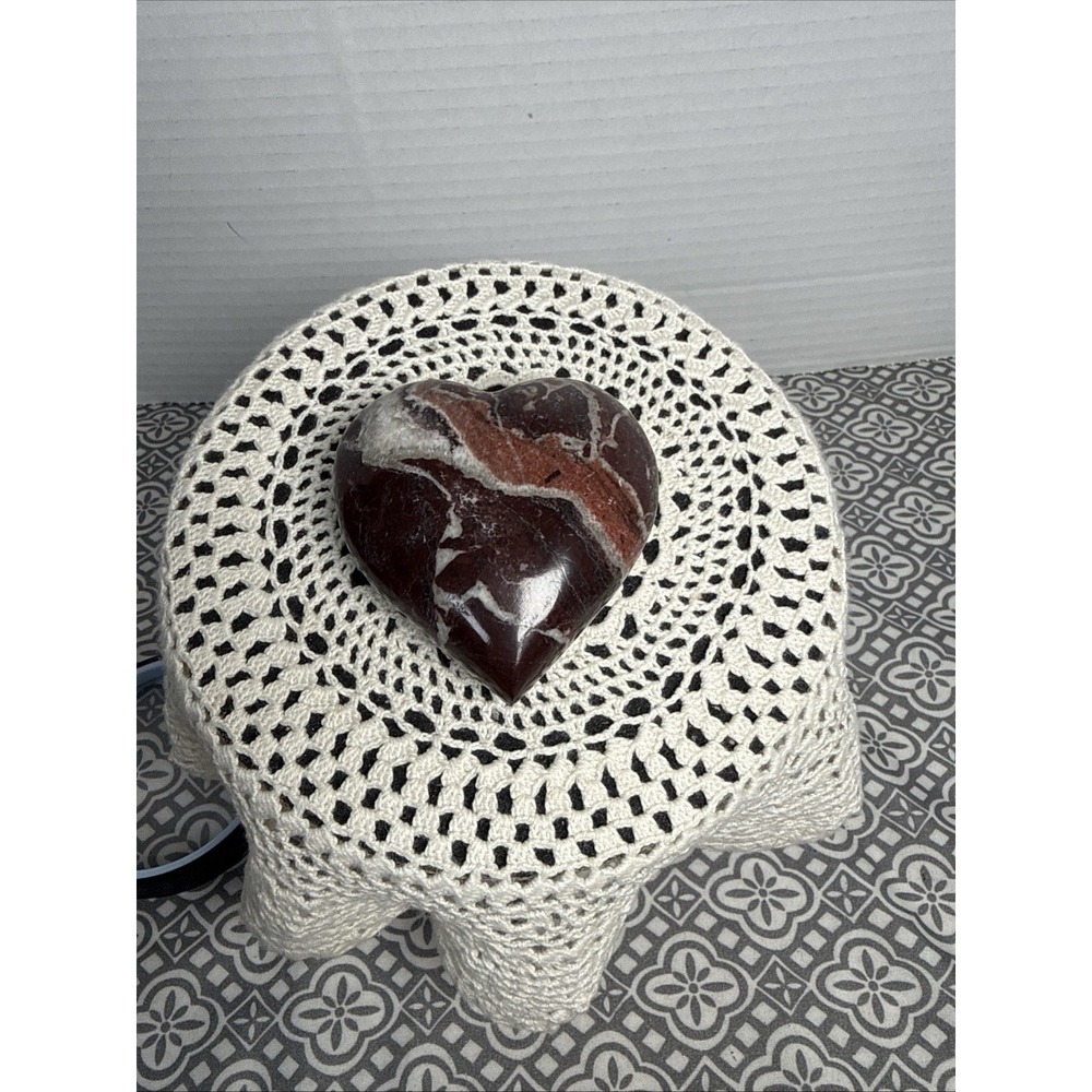 Brown Marble Heart Stone Paperweight 3" .5lb Valentine Gift Carved In Pakistan